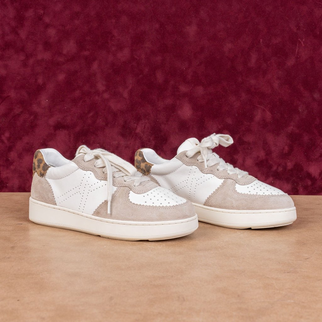 Veronica Beard Women Lennox White Beige Leather Lace-Up Summer Sneakers Sz 6.5